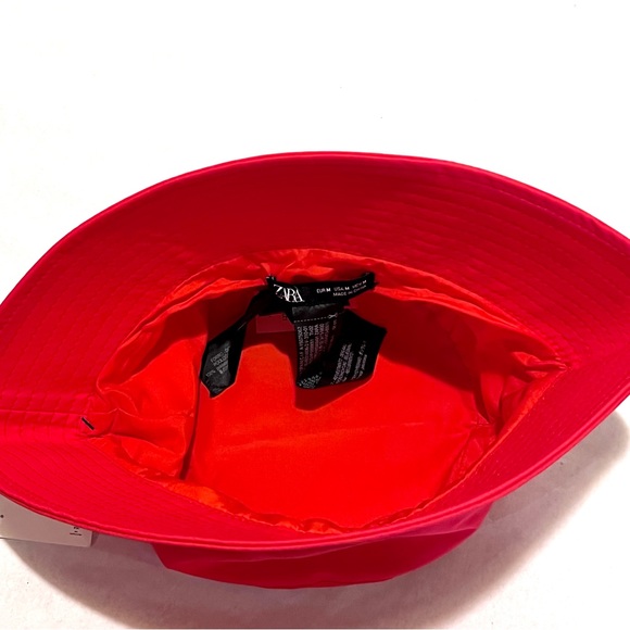 Zara Water Repellent Bucket Hat Size Medium Red - Picture 5 of 10